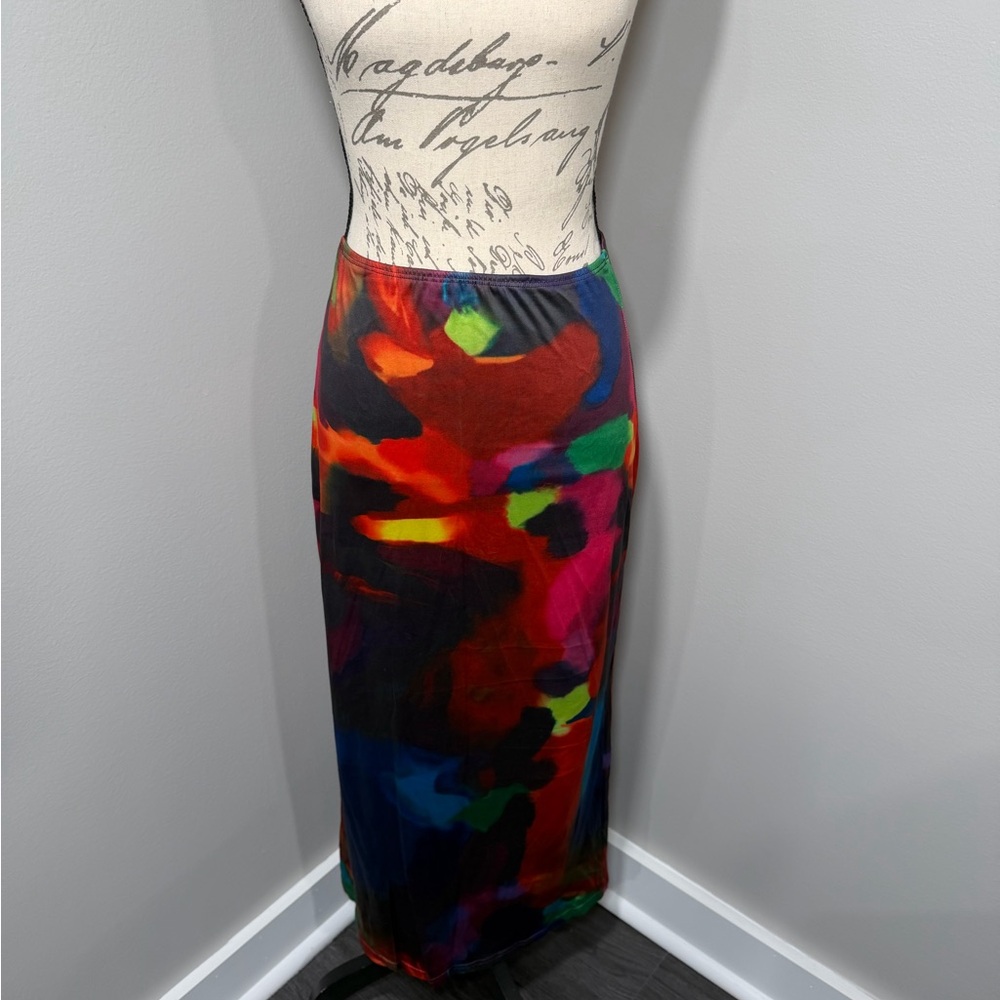 Multicolor Abstract Maxi Skirt